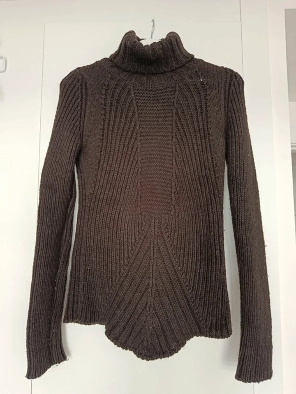 Chocolate Brown Textured Knit Turtleneck Sweater Women’s M